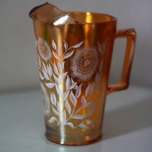 sm jeanette marigold cosmos carnival glass pitcher